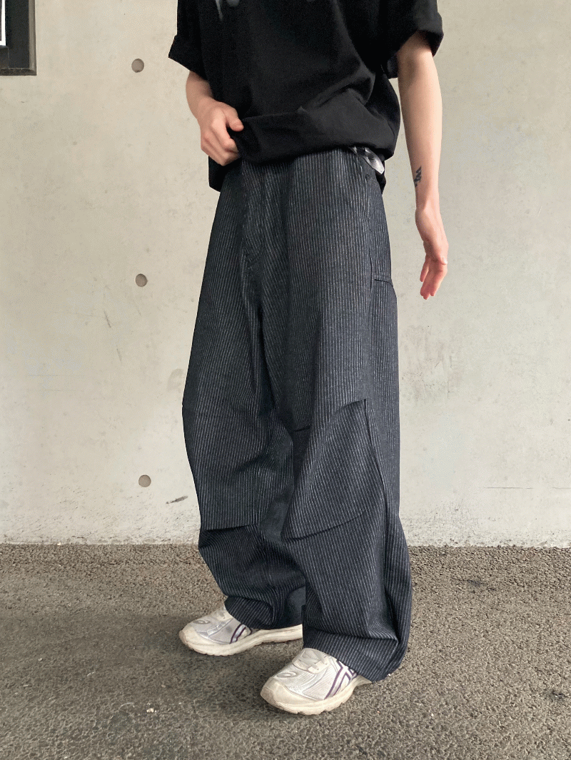 [하이퀄리티 / 문의폭주] Ven stripe wide denim pants (1 color)